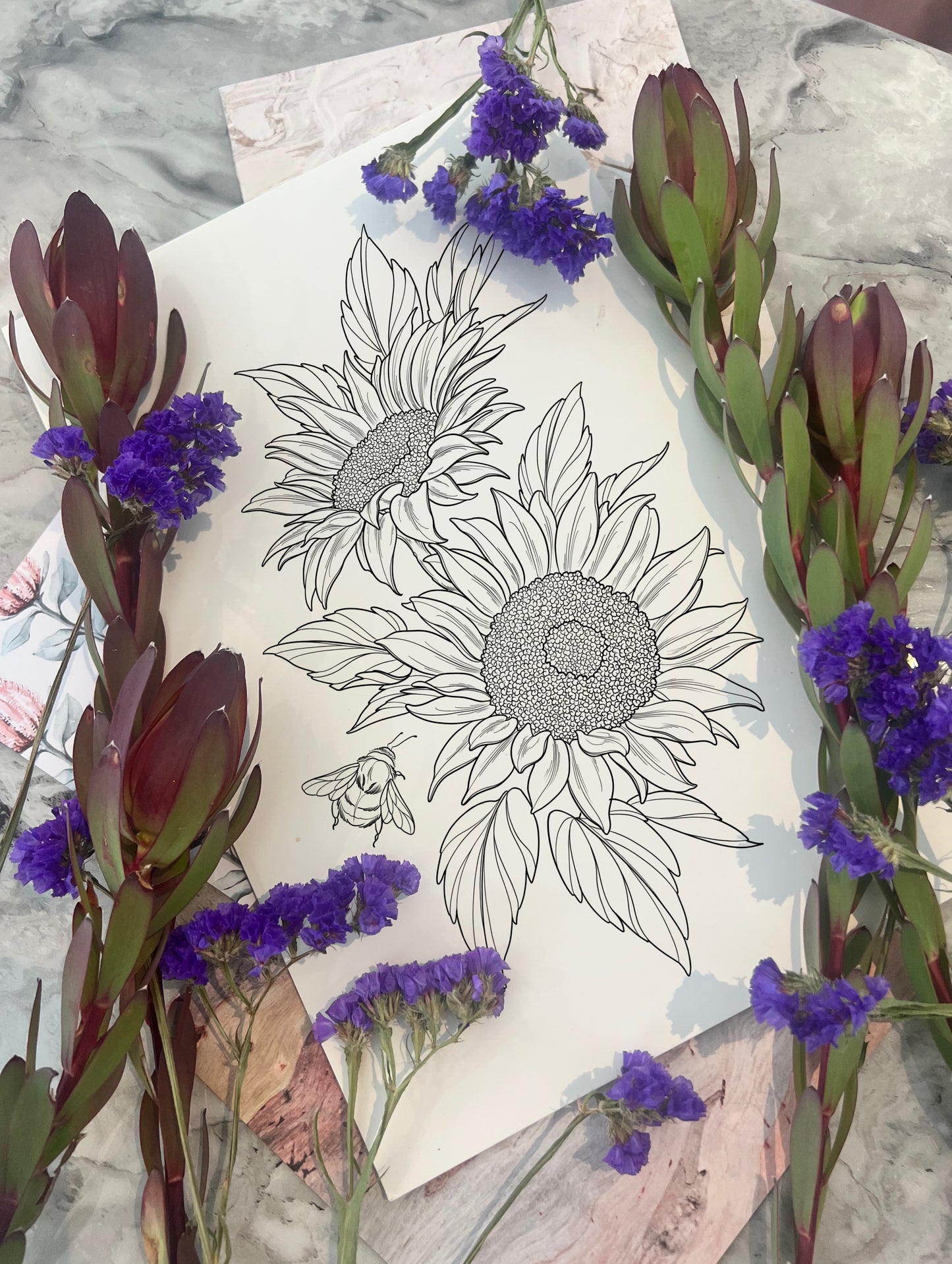 (Sunflowers) pre-drawn design