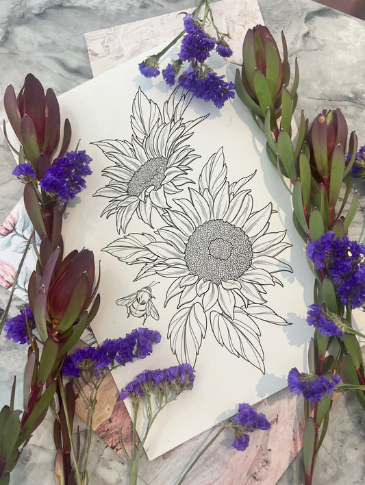 (Sunflowers) pre-drawn design