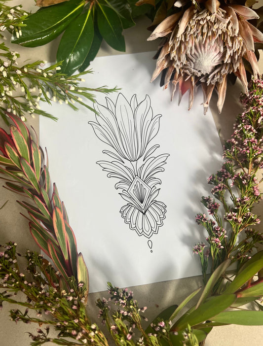 (Ornamental flower) pre-drawn design